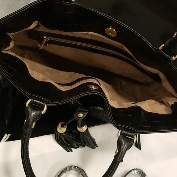 💕LANCASTER PARIS💕 Exotic Croco Embossed Crocodile Texture 100% Leather Bag NWT - Picture 10 of 14